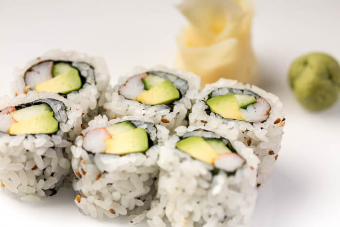 Classic California Roll with creamy avocado near Fountain Square Highlight title: California Roll