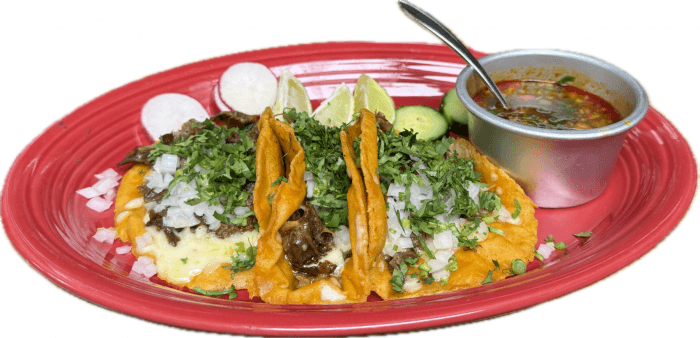 Taco birria with dipping consomé near Fort Plains NJ.