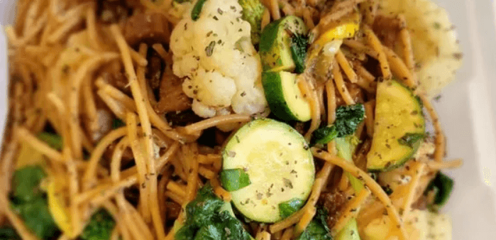 A vibrant medley of fresh, seasonal vegetables, flash-sautéed in a hot wok for perfect texture and flavor.